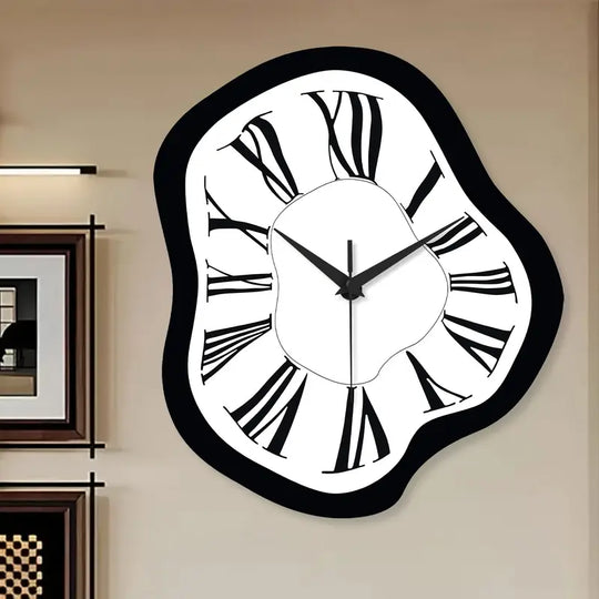 Horloge mural abstrait moderne | Décoration silencieuse noir et blanc pour salon et bureau