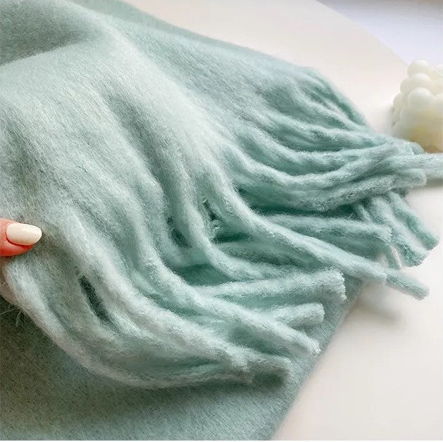 Stylish Warm Winter Scarf | Plain Shawl with Fringes
