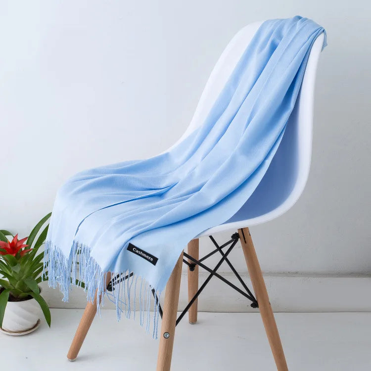 Lunga Sciarpa Lavorata a Maglia con Frange per Donna | Classica Stola