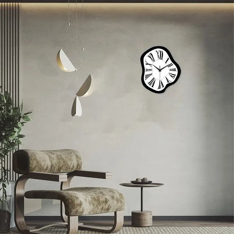 Horloge mural abstrait moderne | Décoration silencieuse noir et blanc pour salon et bureau
