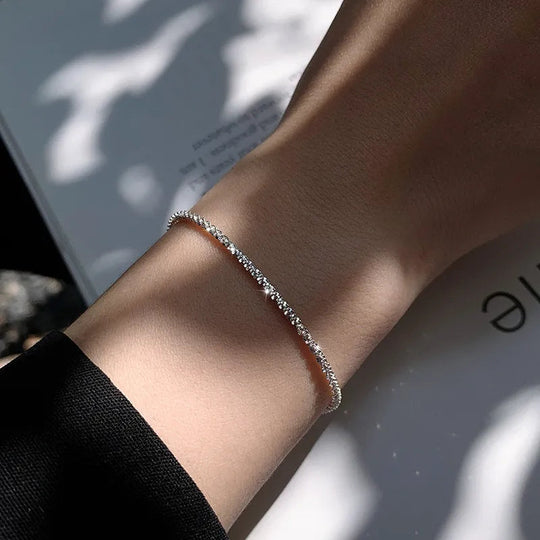 Fonkelende Zilvertint Schakelarmband | Modern Minimalistisch Ketting Sieraad Cadeau