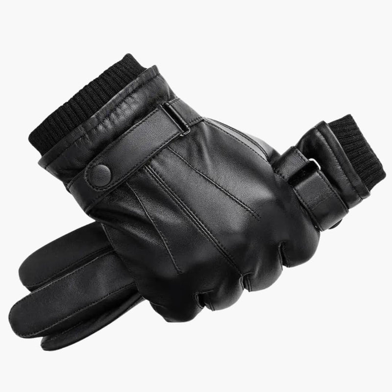 Heren Zwarte Winterhandschoenen | Warme Polsband Rijhandschoenen