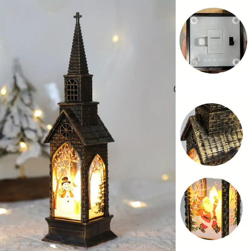 Lot de 4 bougies LED | Décor d'église gothique avec effet vitrail pour Noël et fêtes