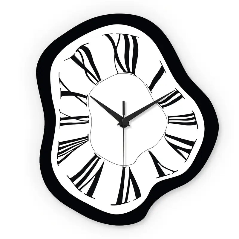 Horloge mural abstrait moderne | Décoration silencieuse noir et blanc pour salon et bureau