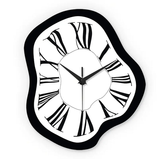 Horloge mural abstrait moderne | Décoration silencieuse noir et blanc pour salon et bureau