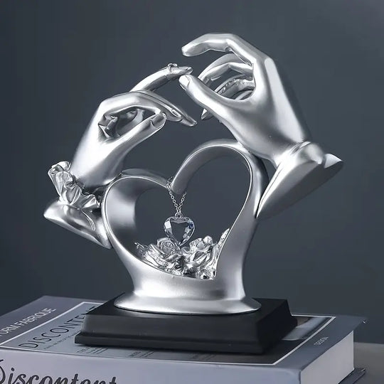 Elegant Resin Hands Sculpture | Romantic Ornament for Wedding & Anniversary Gift