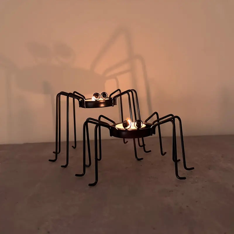 Set of 2 Metal Swivel Candlesticks | Halloween & Holiday Table Decoration