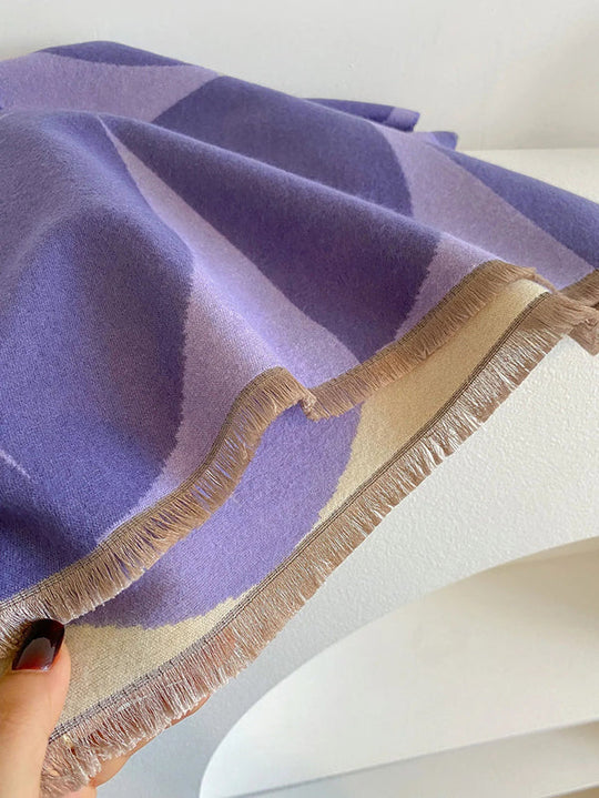 Reversible Scarf with Geometric Prints for Women | Two-Tone Shawl