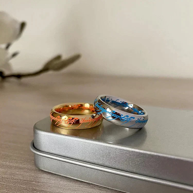 Glow in the Dark Ring | Engraved Script Band Jewelry Accessory