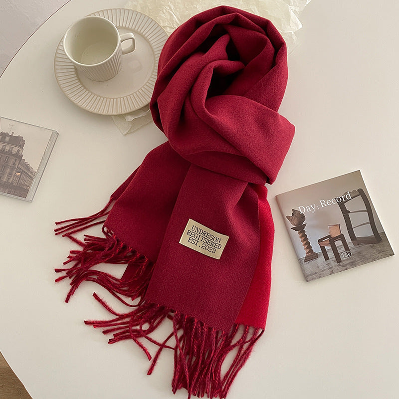 Effen Scarf with Fringes for Women | Classic Winter Shawl