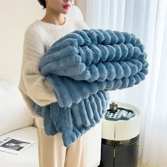 Plush Winter Blanket | Large Warm Checkered with Texture