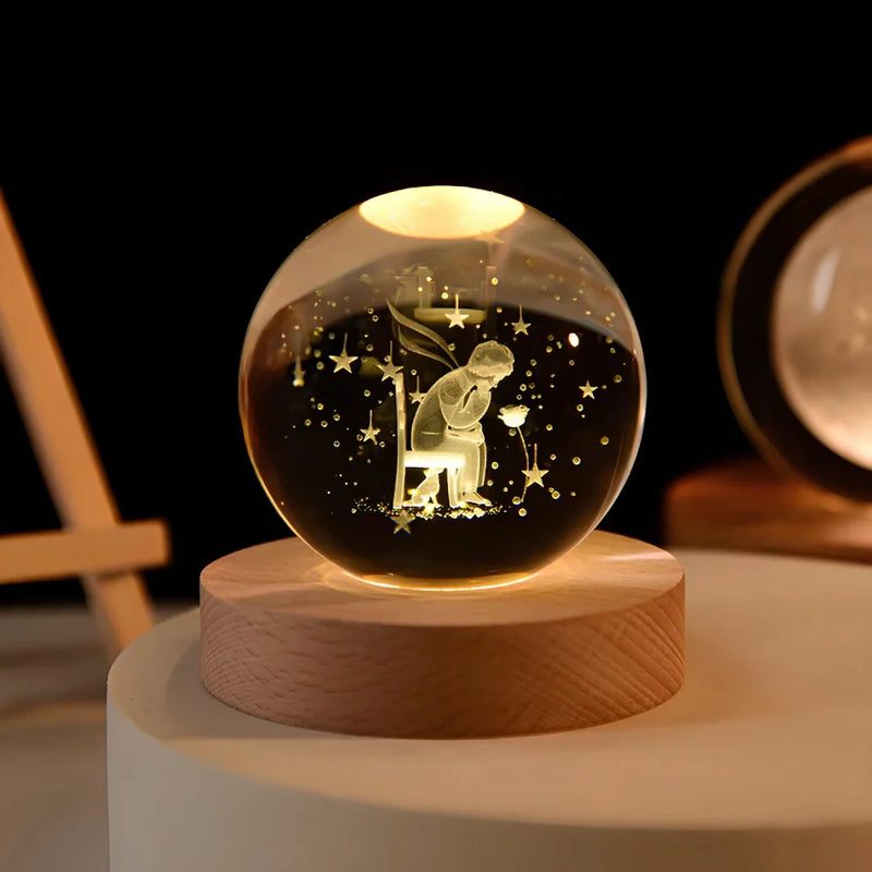3D Gegraveerde Ruimte Bol Lamp | Verlicht Zonnestelsel en Melkweg Decoratie