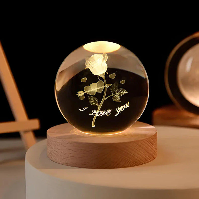 3D Gegraveerde Ruimte Bol Lamp | Verlicht Zonnestelsel en Melkweg Decoratie