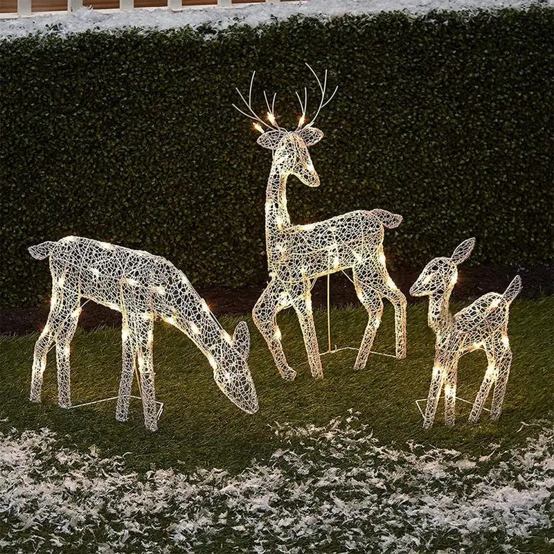 Verlichte Herten Familie Buitendecoratie | Kerst Tuin Rendier Figuren