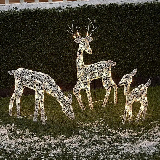 Verlichte Herten Familie Buitendecoratie | Kerst Tuin Rendier Figuren