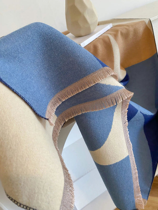 Reversible Scarf with Geometric Prints for Women | Two-Tone Shawl