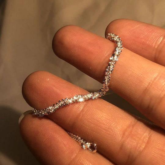 Fonkelende Zilvertint Schakelarmband | Modern Minimalistisch Ketting Sieraad Cadeau
