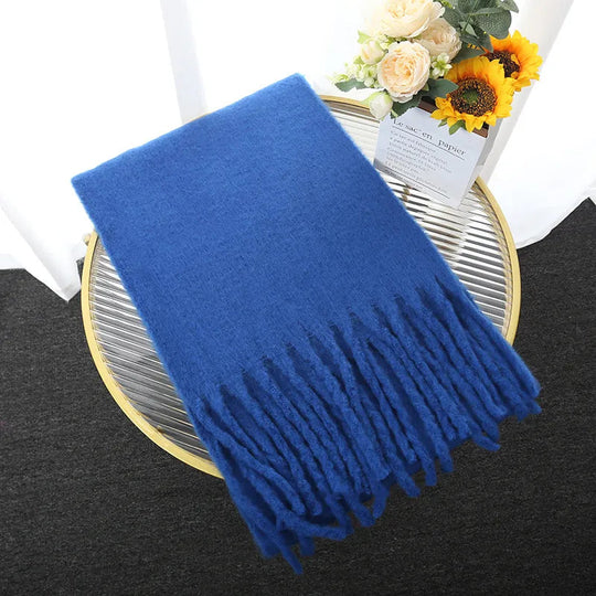 Stylish Warm Winter Scarf | Plain Shawl with Fringes