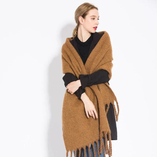 Stylish Warm Winter Scarf | Plain Shawl with Fringes