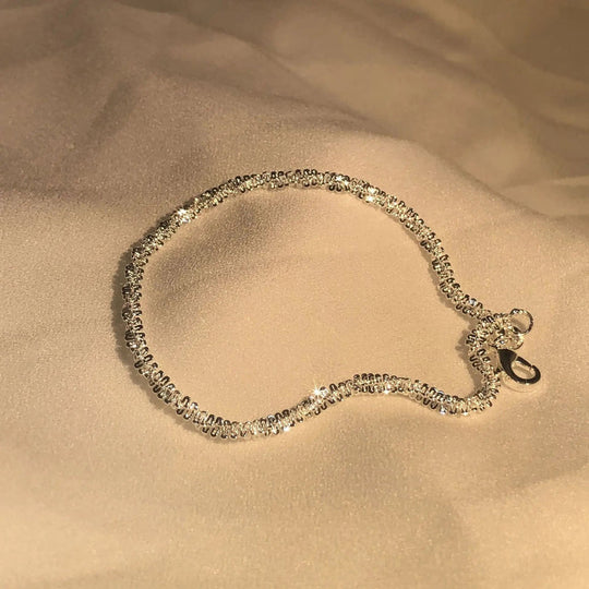 Fonkelende Zilvertint Schakelarmband | Modern Minimalistisch Ketting Sieraad Cadeau