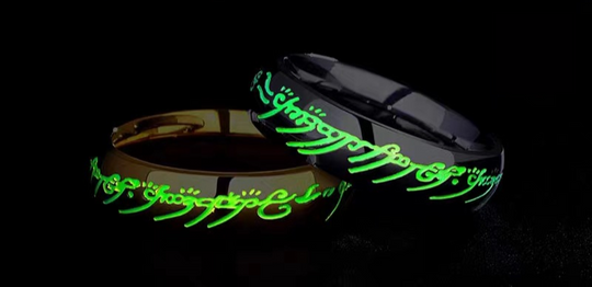Glow in the Dark Ring | Engraved Script Band Jewelry Accessory