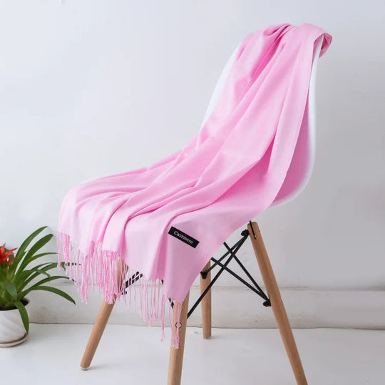 Lunga Sciarpa Lavorata a Maglia con Frange per Donna | Classica Stola