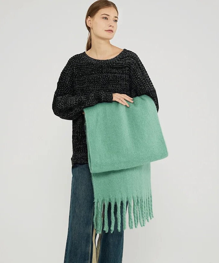 Stylish Warm Winter Scarf | Plain Shawl with Fringes
