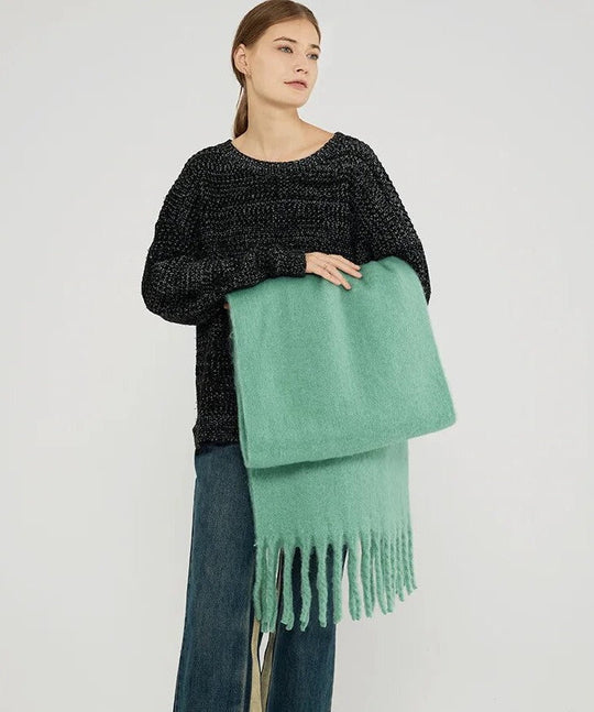 Stylish Warm Winter Scarf | Plain Shawl with Fringes