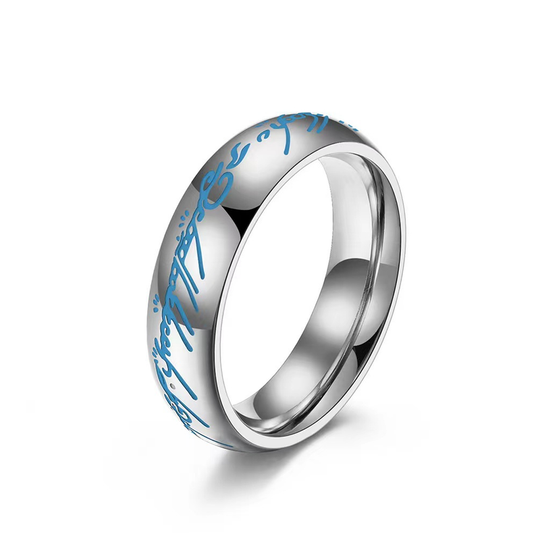 Glow in the Dark Ring | Engraved Script Band Jewelry Accessory