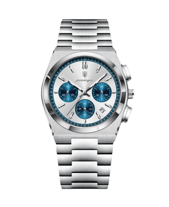 RVS Heren Chronograaf Quartz | Blauw Horloge