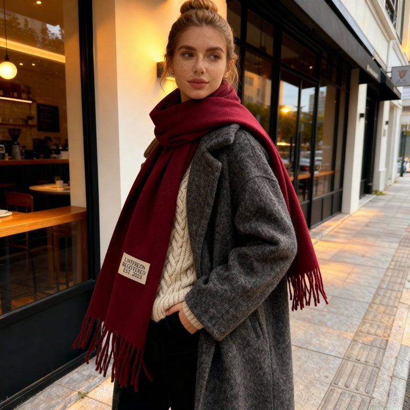 Effen Scarf with Fringes for Women | Classic Winter Shawl