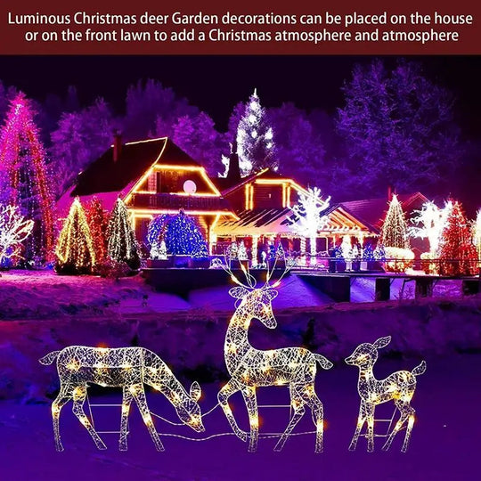 Verlichte Herten Familie Buitendecoratie | Kerst Tuin Rendier Figuren