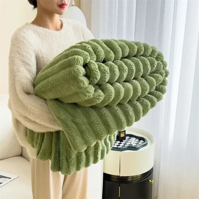 Plush Winter Blanket | Large Warm Checkered with Texture
