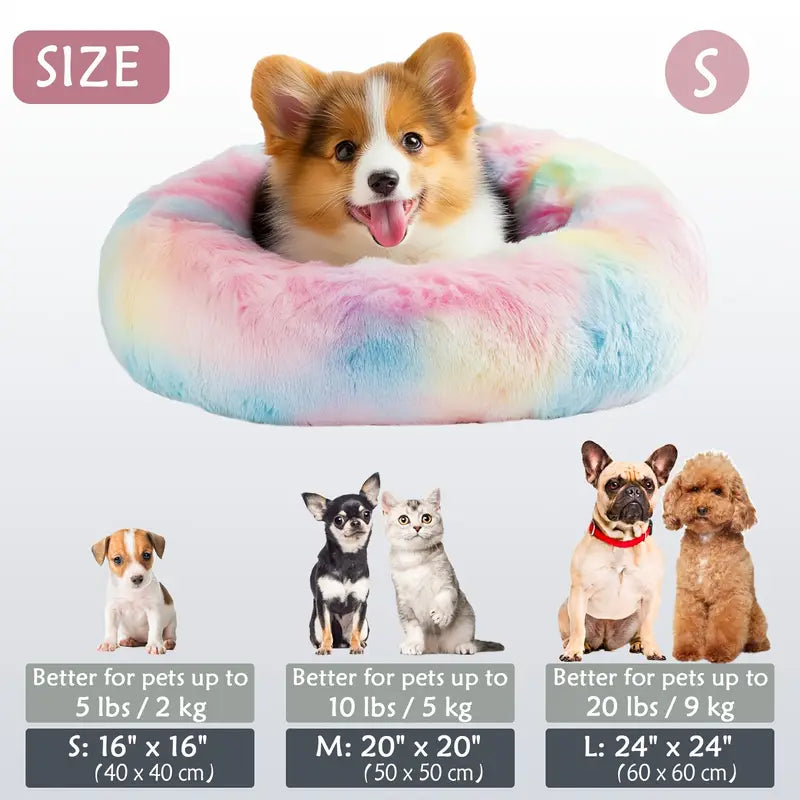 Kalmerende Donut Huisdierenmand | Wasbare Kunstbont Honden & Katten Mand