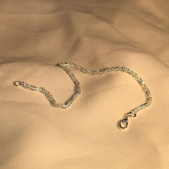 Fonkelende Zilvertint Schakelarmband | Modern Minimalistisch Ketting Sieraad Cadeau
