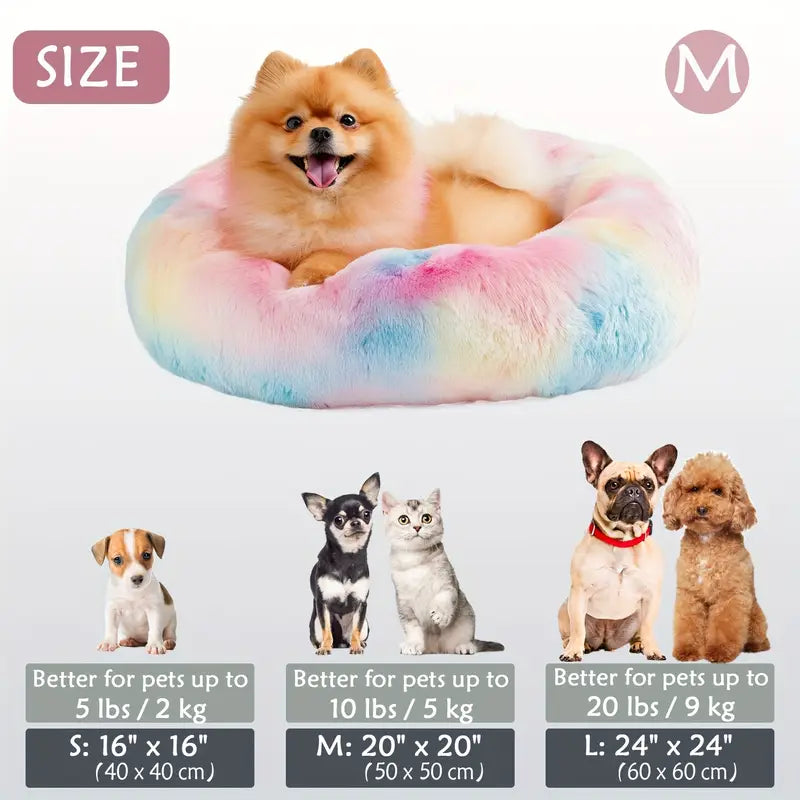 Kalmerende Donut Huisdierenmand | Wasbare Kunstbont Honden & Katten Mand
