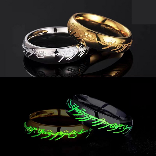 Glow in the Dark Ring | Engraved Script Band Jewelry Accessory