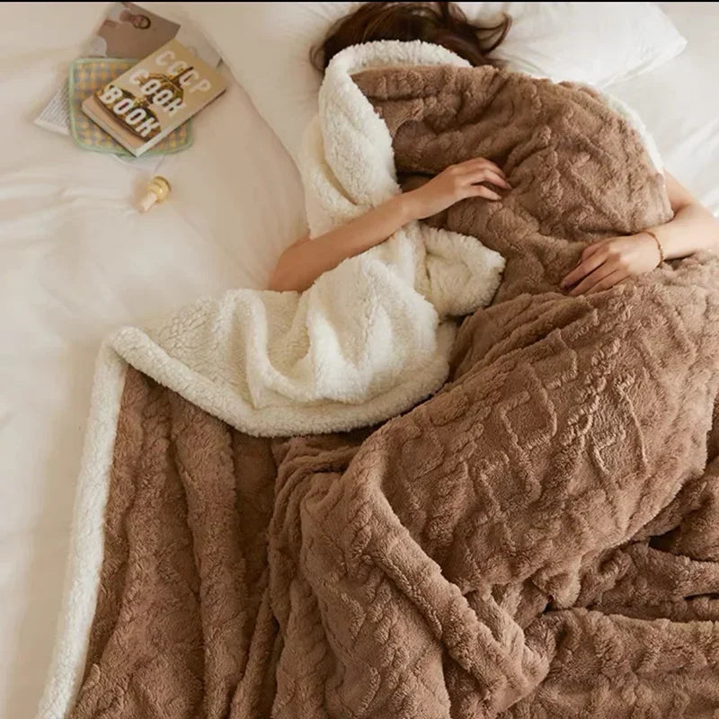 Warme wol Imitatiebont Deken | Behaaglijke Sherpa Plaid voor de Winter