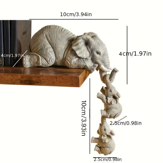 Elephant Family Figurines | Set of 3 Detailed Resin Ornaments for Home & Garden