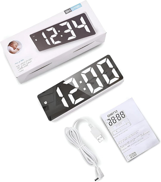 Réveil miroir LED | Horloge vocale avec mémoire en cas de coupure de courant