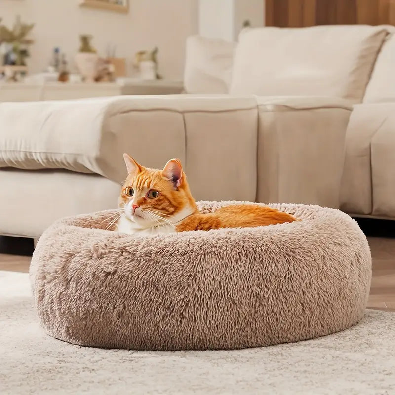 Kalmerende Donut Huisdierenmand | Wasbare Kunstbont Honden & Katten Mand