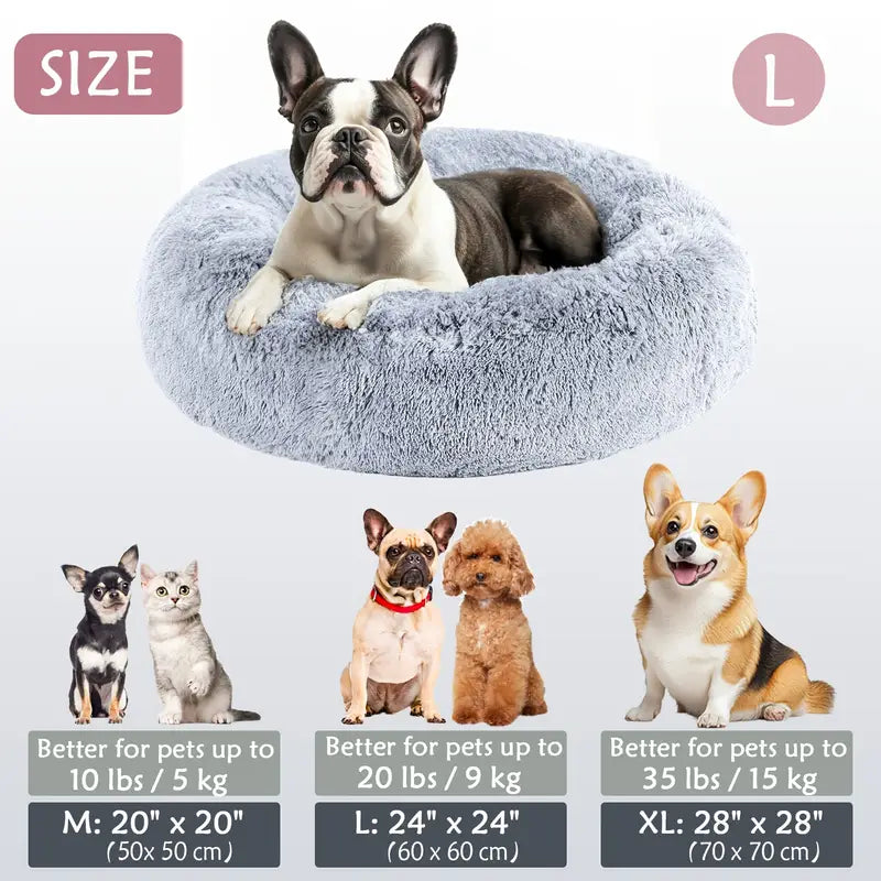 Kalmerende Donut Huisdierenmand | Wasbare Kunstbont Honden & Katten Mand