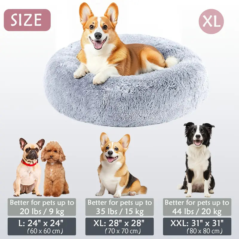 Kalmerende Donut Huisdierenmand | Wasbare Kunstbont Honden & Katten Mand