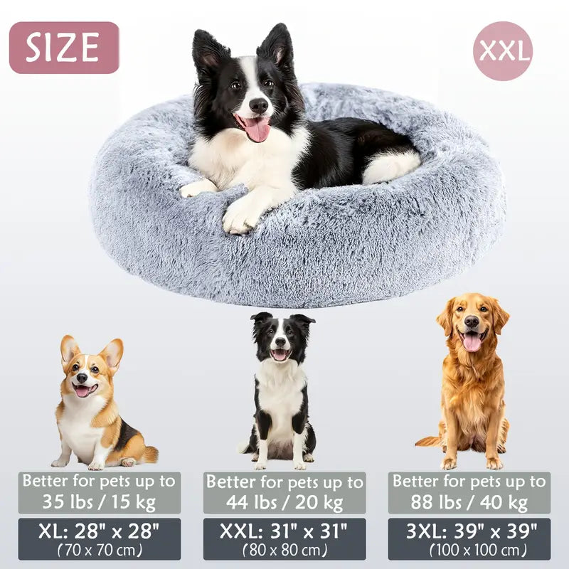 Kalmerende Donut Huisdierenmand | Wasbare Kunstbont Honden & Katten Mand
