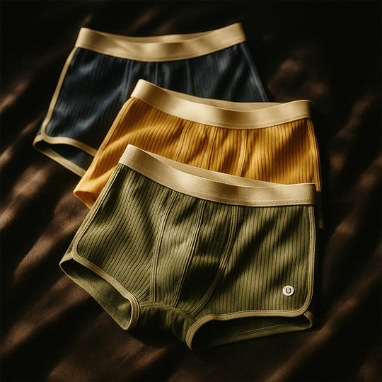 Ribbed Cotton Boxer Shorts with Shaped Pouch