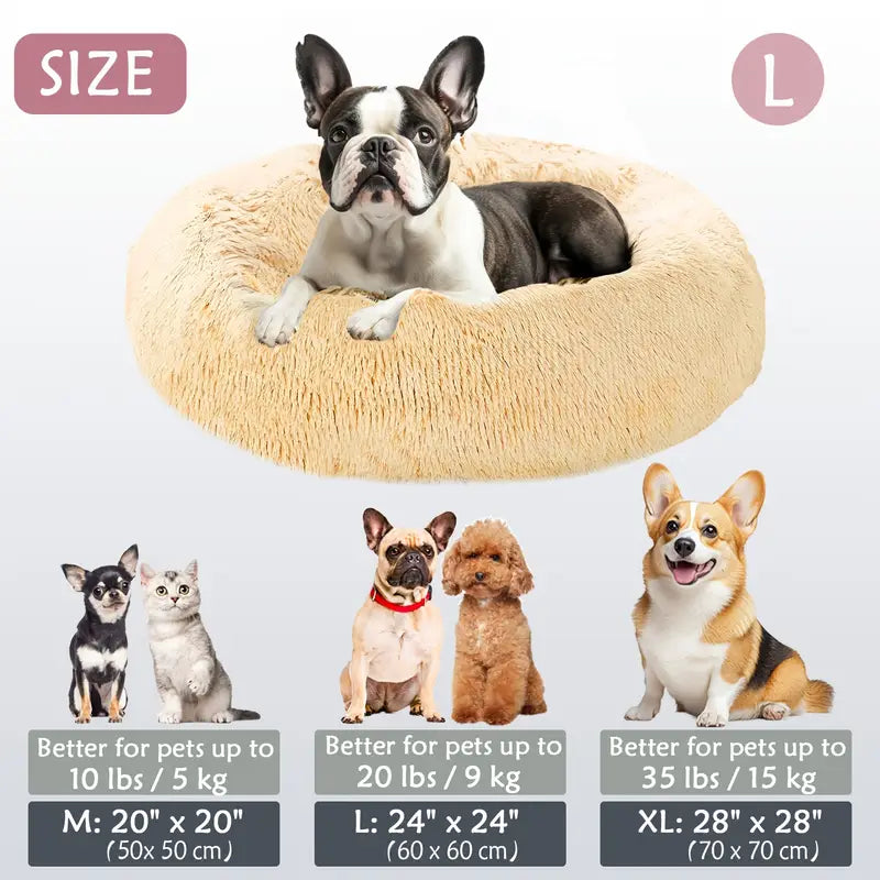 Kalmerende Donut Huisdierenmand | Wasbare Kunstbont Honden & Katten Mand
