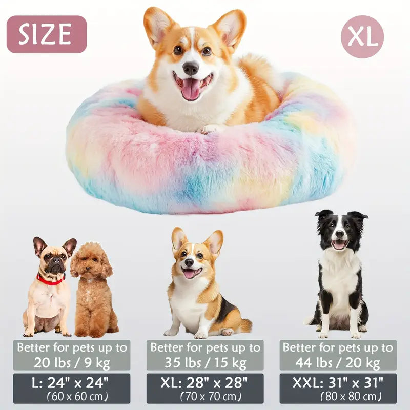 Kalmerende Donut Huisdierenmand | Wasbare Kunstbont Honden & Katten Mand