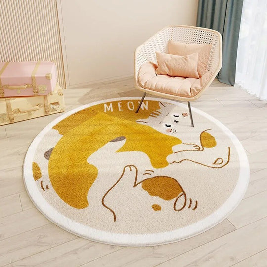 Tapis rond pour chambre d'enfant | Design ludique de dessin animé et illustré