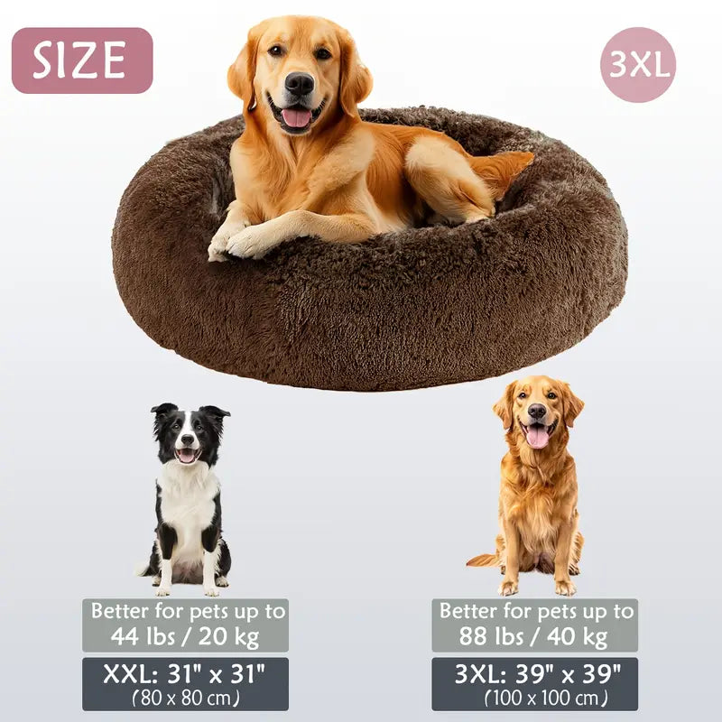 Kalmerende Donut Huisdierenmand | Wasbare Kunstbont Honden & Katten Mand