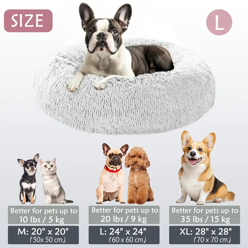 Kalmerende Donut Huisdierenmand | Wasbare Kunstbont Honden & Katten Mand